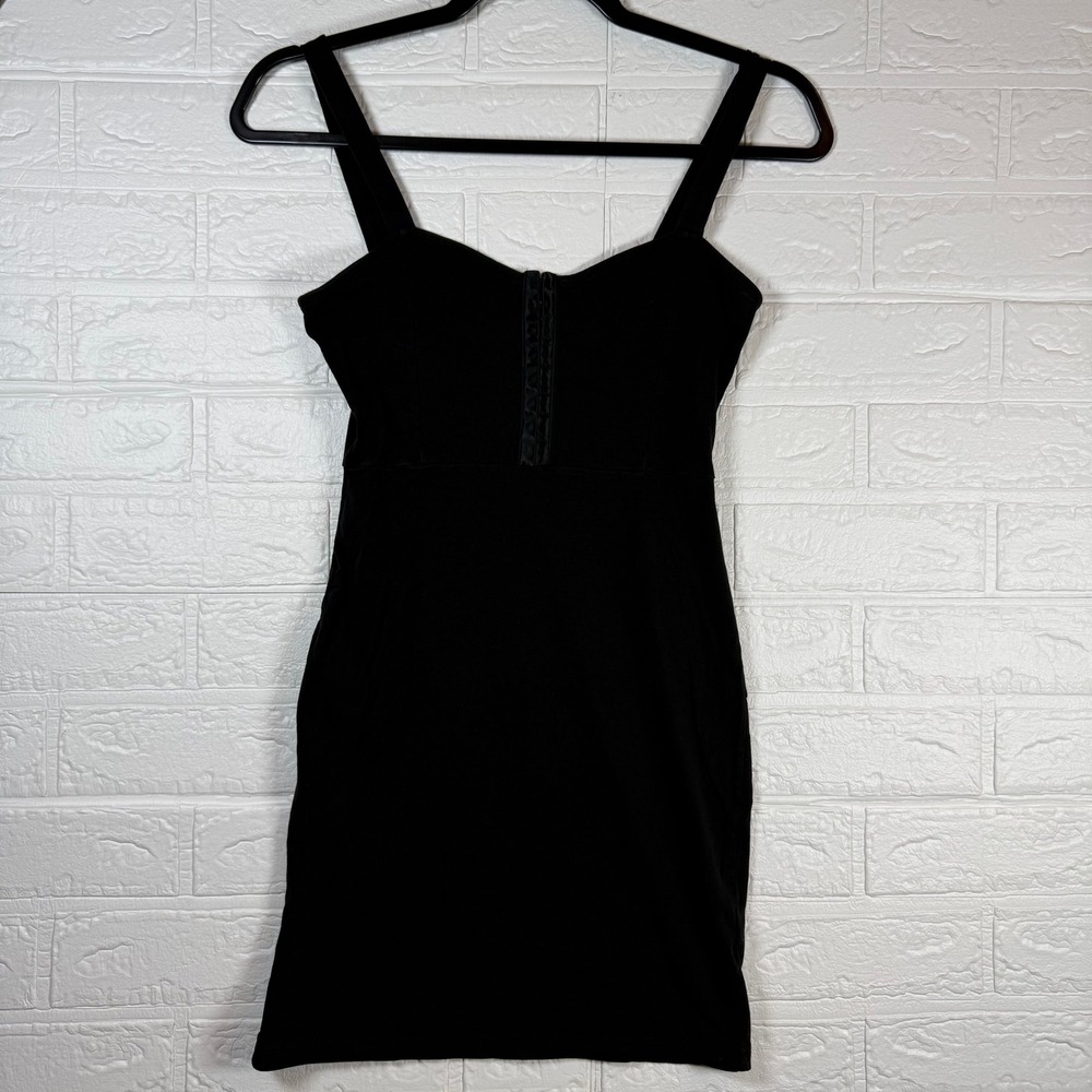 Womens Black Bodycon 34 Sleeveless Sweetheart Neck Mini LBD